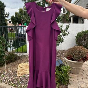 Cinq à Sept Vibrant Raspberry Cold Shoulder Dress